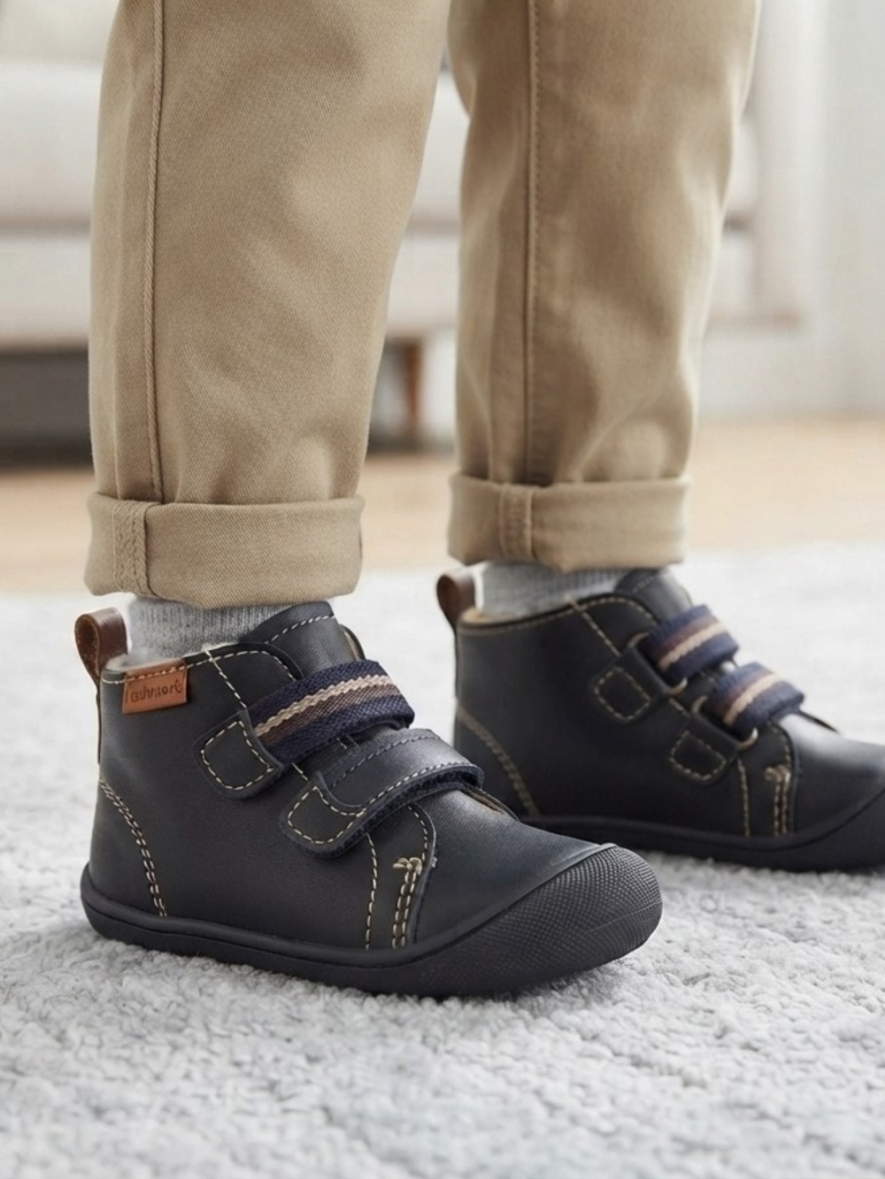 ​EUC Peruzzi Kids Black Leather High-Top Shoes | Size 6